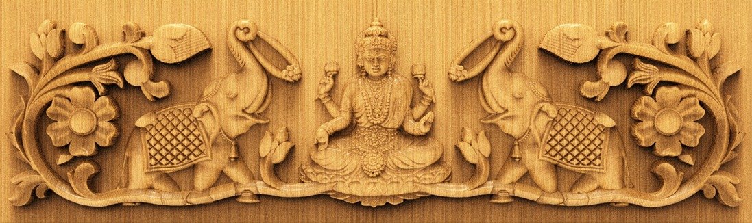 H God Frame - HB-39 Goddess Lakshmi Divine Carved Temple Panel 3D Model